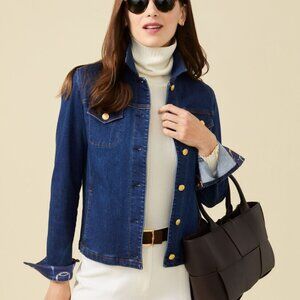 J. McLaughlin Denim Jacket with Scarf Print Lining - XL